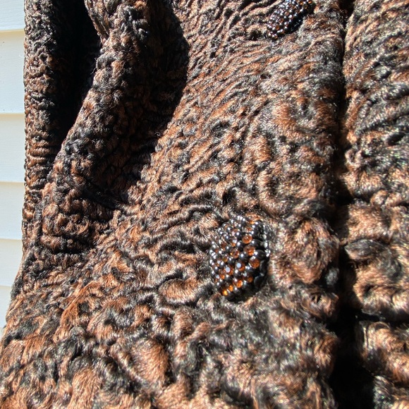 SOLD on eBay Vintage Persian Lamb Wool Coat Brown Black Mid Century Jacket S/M - Picture 4 of 7